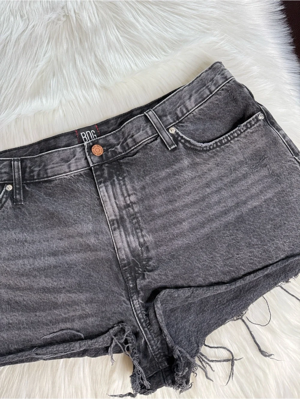 BDG Urban Outfitters Washed Black Girlfriend High Rise Denim Cut Offs